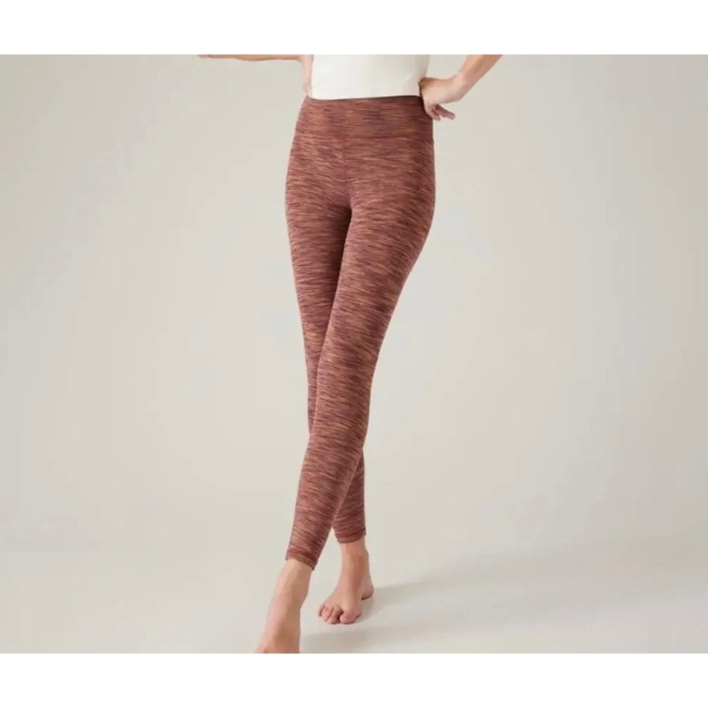 Athleta Transcend Textured 7/8 Tight Leggings Rust Space Dye 1X Plus Size Yoga